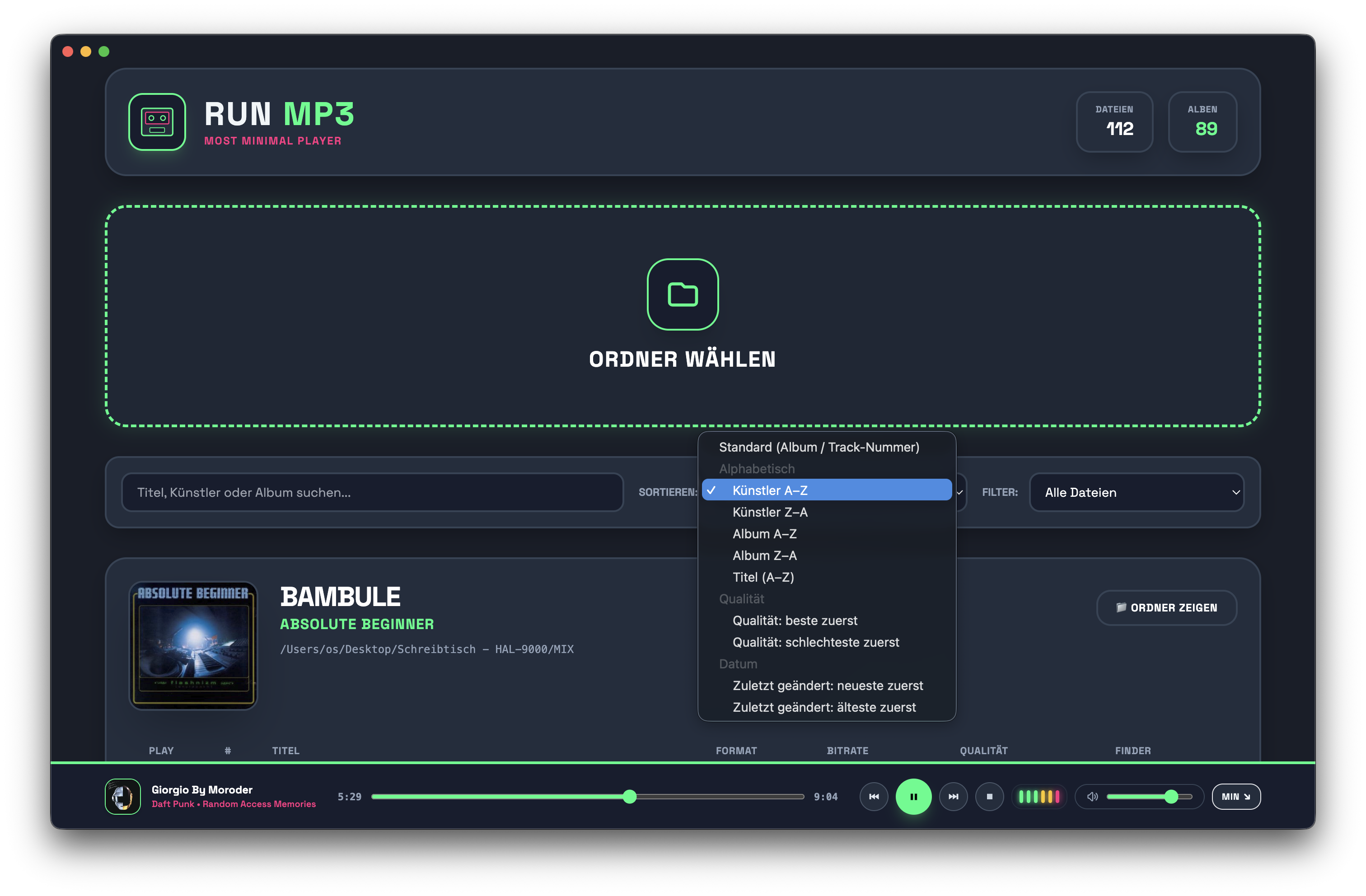 RUN MP3 Sortierung
